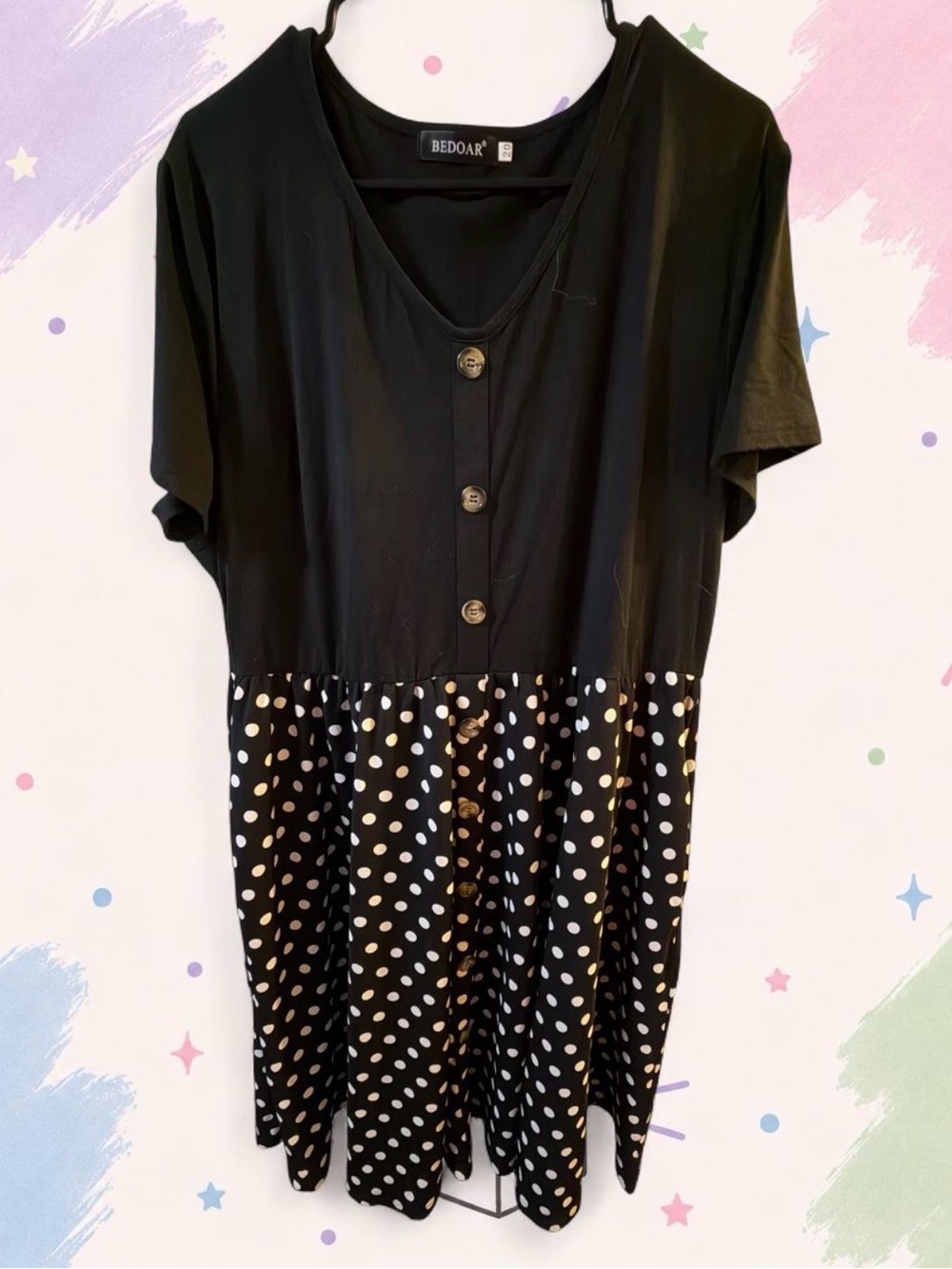 Black Polka Dot Short Sleeve Dress